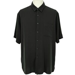 Roundtree & Yorke Big Man 2XB Black Short Sleeve Button Up Shirt  Camp NEW - AC